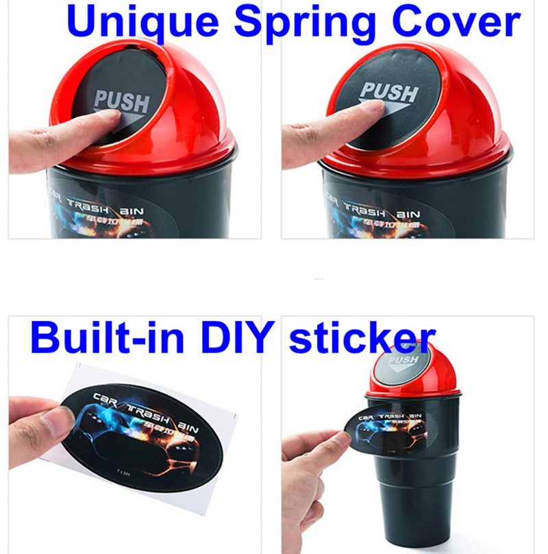 AISIBO Car Trash Can, Mini Auto Garbage Can Automotive Vehicle Rubbish Bins Holder for Vehicle Auto Car, Office Desk, Home, Waste Storage (Grey, Pack of 2) M Red ASBljt01 - Image 5