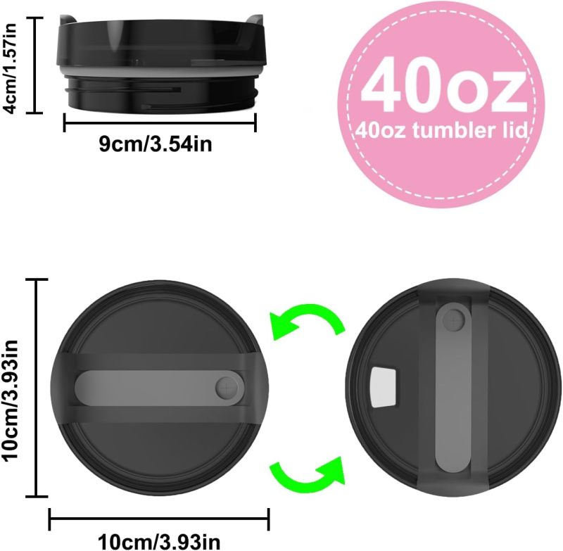 40 Oz Tumbler Lid: Black Splash Resistant Spill Proof Lid For Travel Camping Daily Use - Image 2