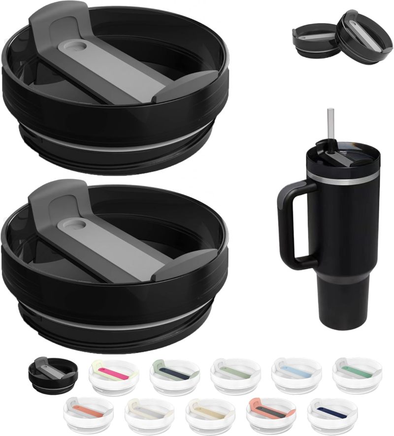 40 Oz Tumbler Lid: Black Splash Resistant Spill Proof Lid For Travel Camping Daily Use - Image 1