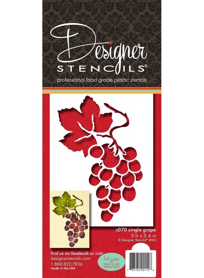 Designer Stencils C070 Single Grape Cake Stencil, Beige/semi-transparent - Image 3