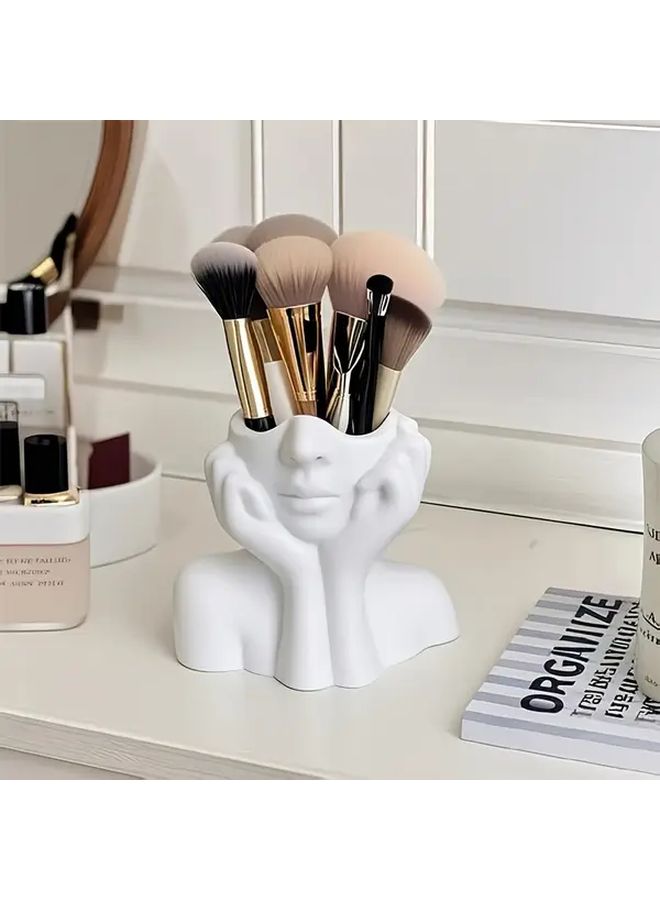 1 Awaoko Makeup Brush Organizer White Pen Holder Elegant Facial Storage Box With Slots For Cosmetic Tools No Assembly Required Suitable For Home Salon And Office Use Compatible With Beauty Blenders Brow Pencils And Lipsticks Modern Nail Table Decorator Art Design Lightweight Compact Practical Accessory Home Organization Portable Design - Image 2