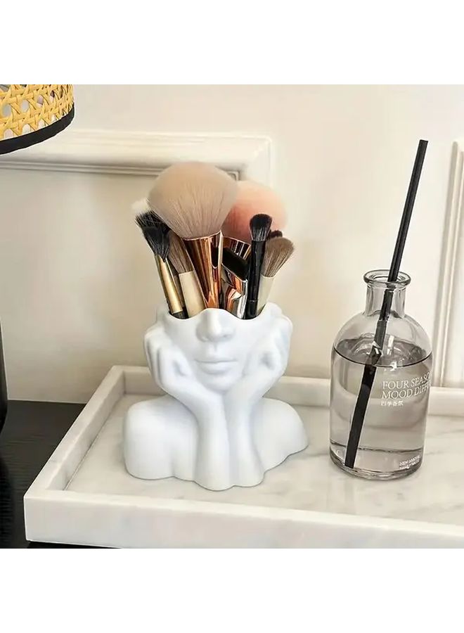 1 Awaoko Makeup Brush Organizer White Pen Holder Elegant Facial Storage Box With Slots For Cosmetic Tools No Assembly Required Suitable For Home Salon And Office Use Compatible With Beauty Blenders Brow Pencils And Lipsticks Modern Nail Table Decorator Art Design Lightweight Compact Practical Accessory Home Organization Portable Design - Image 3