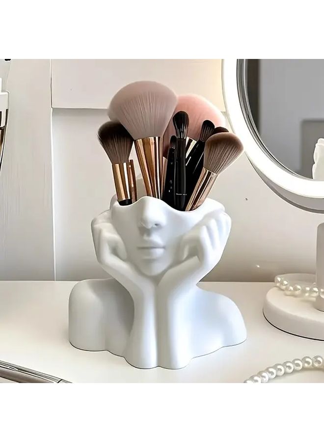 1 Awaoko Makeup Brush Organizer White Pen Holder Elegant Facial Storage Box With Slots For Cosmetic Tools No Assembly Required Suitable For Home Salon And Office Use Compatible With Beauty Blenders Brow Pencils And Lipsticks Modern Nail Table Decorator Art Design Lightweight Compact Practical Accessory Home Organization Portable Design - Image 4
