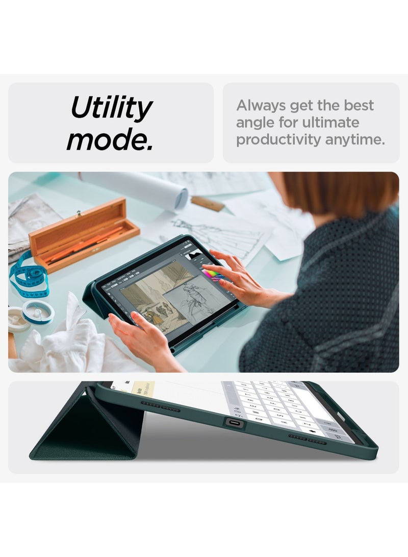 Spigen Urban Fit iPad AIR 13 inch Case Cover M3 (2025) / M2 (2024) with Pencil Holder - Midnight Green - Image 5
