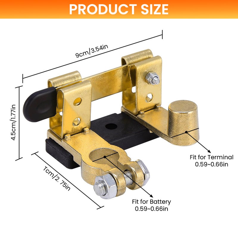 ELEPHANTBOAT® Car Battery Disconnect Switch, Heavy-Duty Terminal Clamp Secure Power Isolation, Helps Prevent Unwanted Battery Use During Parking, Simple Installation, Anti-Theft and Safety Support - Image 2