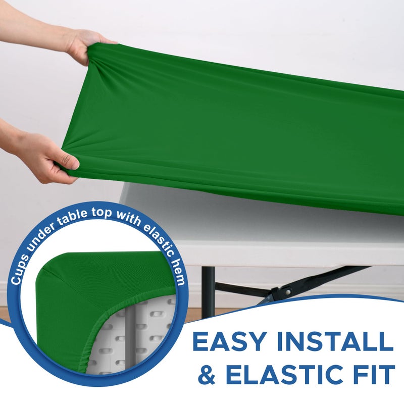 Enjoyidea Square Fitted Tablecloth 34x34 Inch-2 Pack Green Card Table Elastic Spandex Table Cover-Small Stretch Folding Table Cloths Topper Cap for Kitchen Dining Picnic Patio Outdoor Party Tables - Image 3