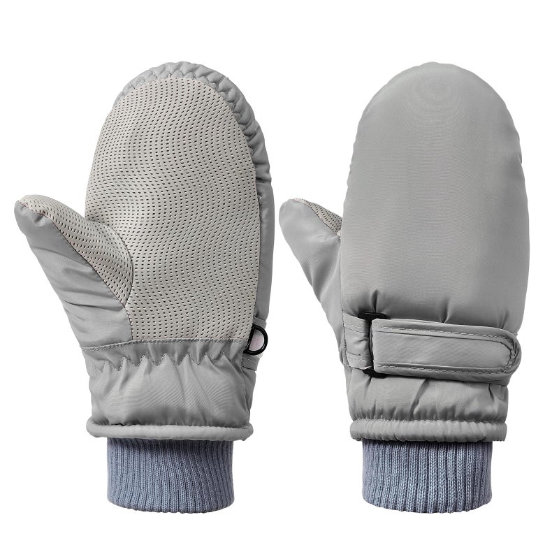 American Trends Winter Mittens for Toddler Ages 2-4 Snow Gloves Ski Kids Mittens Warm Gloves Pure Grey S(Fits 2-4 years) - Image 1