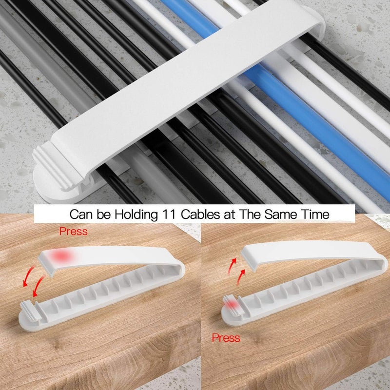 Pzoz Cable Clips, 3 Pack Cord Organizer Charger Cable Management for Organizing Home Office Desk Phone Car Cable Wire, Self Adhesive Cord Holders (White) - Image 4