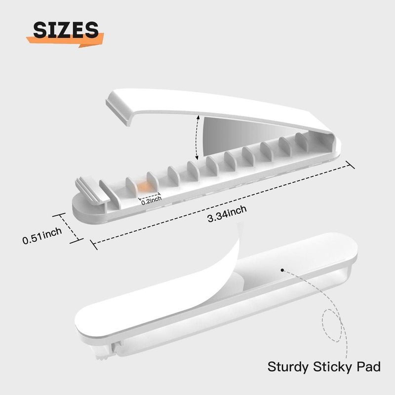 Pzoz Cable Clips, 3 Pack Cord Organizer Charger Cable Management for Organizing Home Office Desk Phone Car Cable Wire, Self Adhesive Cord Holders (White) - Image 3