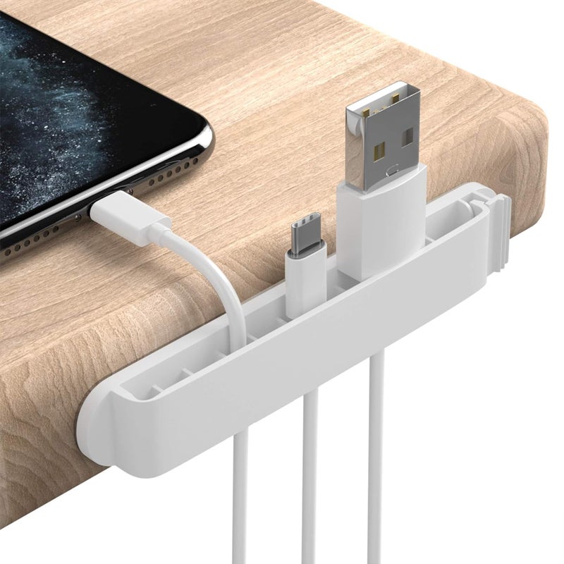 Pzoz Cable Clips, 3 Pack Cord Organizer Charger Cable Management for Organizing Home Office Desk Phone Car Cable Wire, Self Adhesive Cord Holders (White) - Image 1