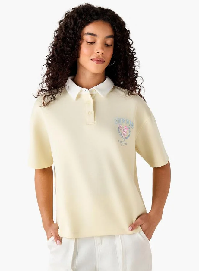 SP Characters Polo T-shirt with Minnie Mouse Print