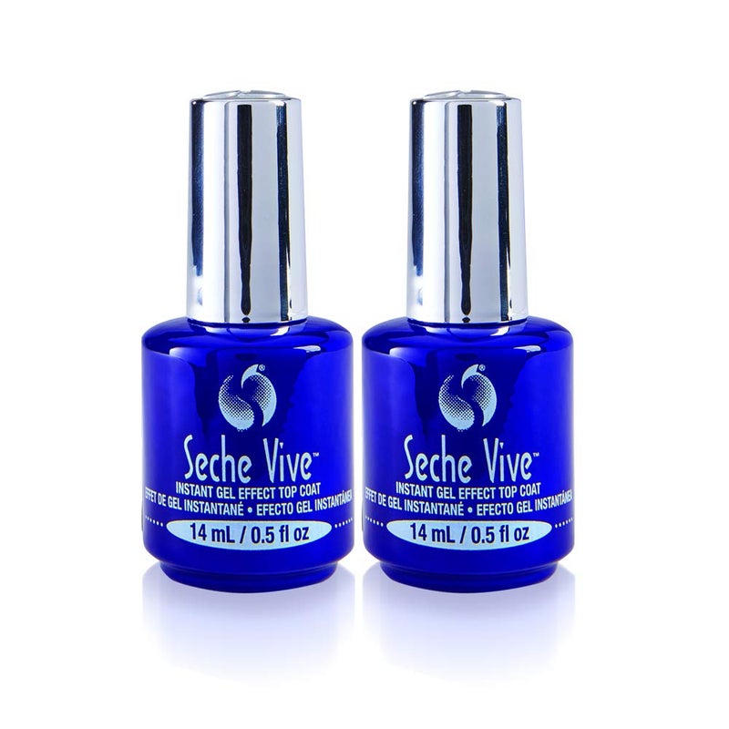Seche Vive Instant Gel Effect Top Coat, Nail Polish for Manicure and Pedicure, 0.5 oz, 2-pack - Image 1