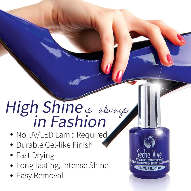 Seche Vive Instant Gel Effect Top Coat, Nail Polish for Manicure and Pedicure, 0.5 oz, 2-pack - Image 5