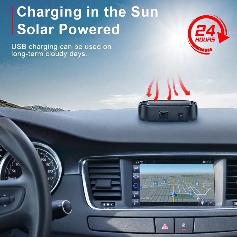 2PCS Car Solar Power Dummy Alarm, Anti-Theft LED Flashing Security Light with USB Charging Port, Automotive Warning and Safety Light, SUV, Truck, Red, Solar-Powered Car Security Accessory - Image 5