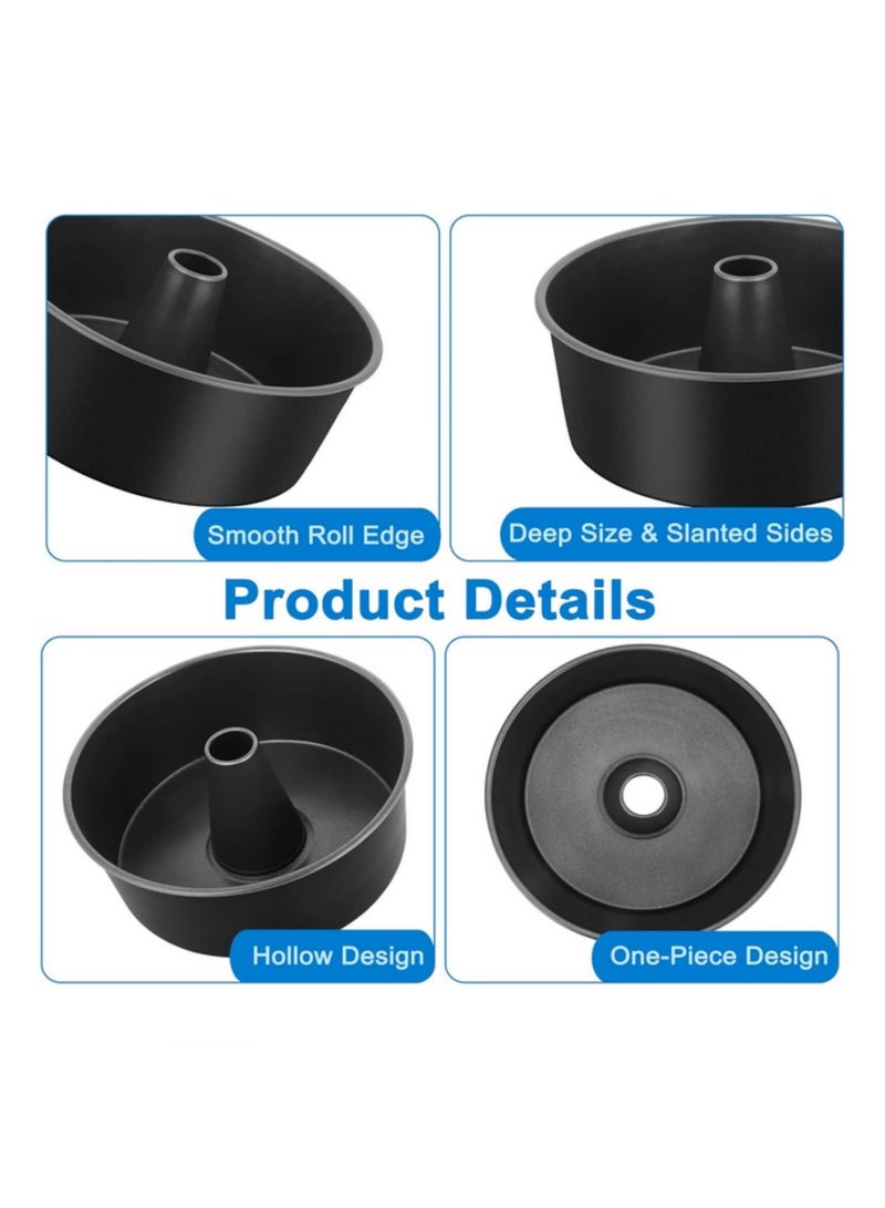 Food Cake Pan 10inch Cake Pan Round Baking Tube Tin for Baking Pound Cakes, Conical Hollow One-piece Design, Non Stick Carbon Steel Oven Safe (Black) - Image 2