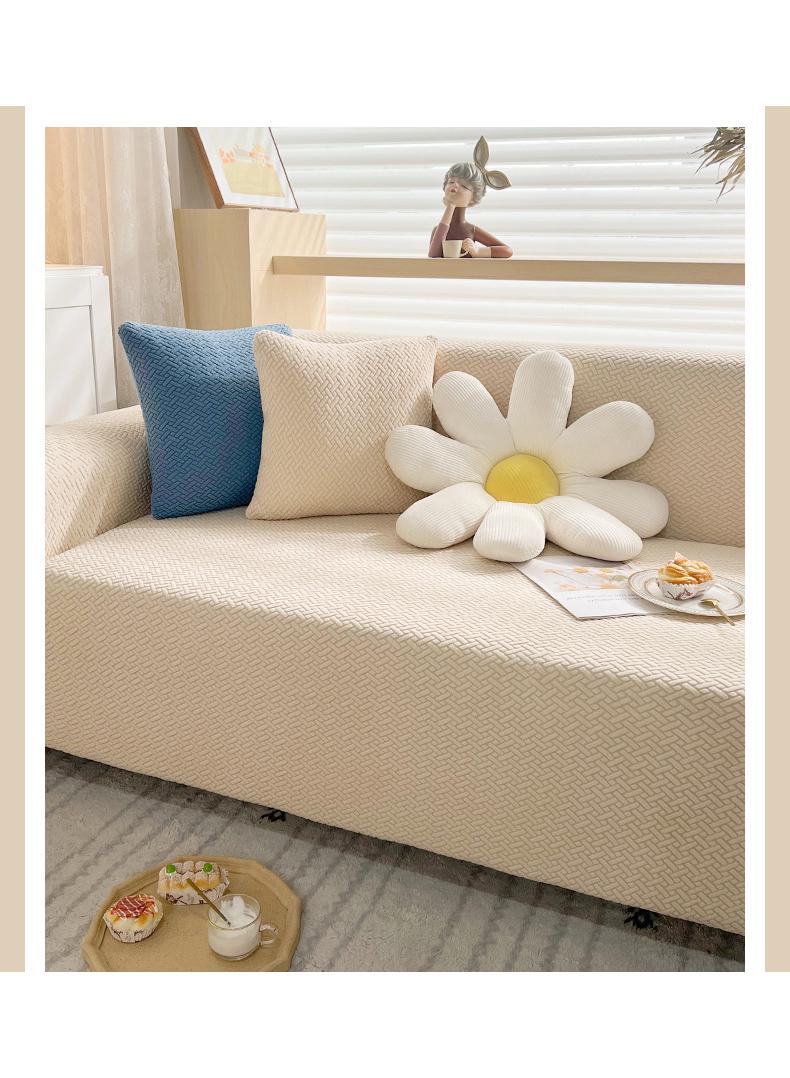 Y&D Stretch Chair Sofa Slipcover Non Slip Soft Couch Sofa Cover, Washable Furniture Protector with Non Slip Foam and Elastic Bottom for Kids, Pets Single seat-oneBeige - Image 2