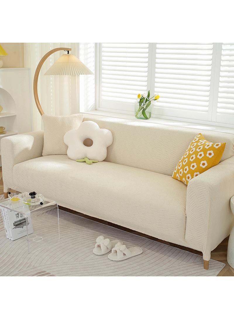 Y&D Stretch Chair Sofa Slipcover Non Slip Soft Couch Sofa Cover, Washable Furniture Protector with Non Slip Foam and Elastic Bottom for Kids, Pets Single seat-oneBeige - Image 1