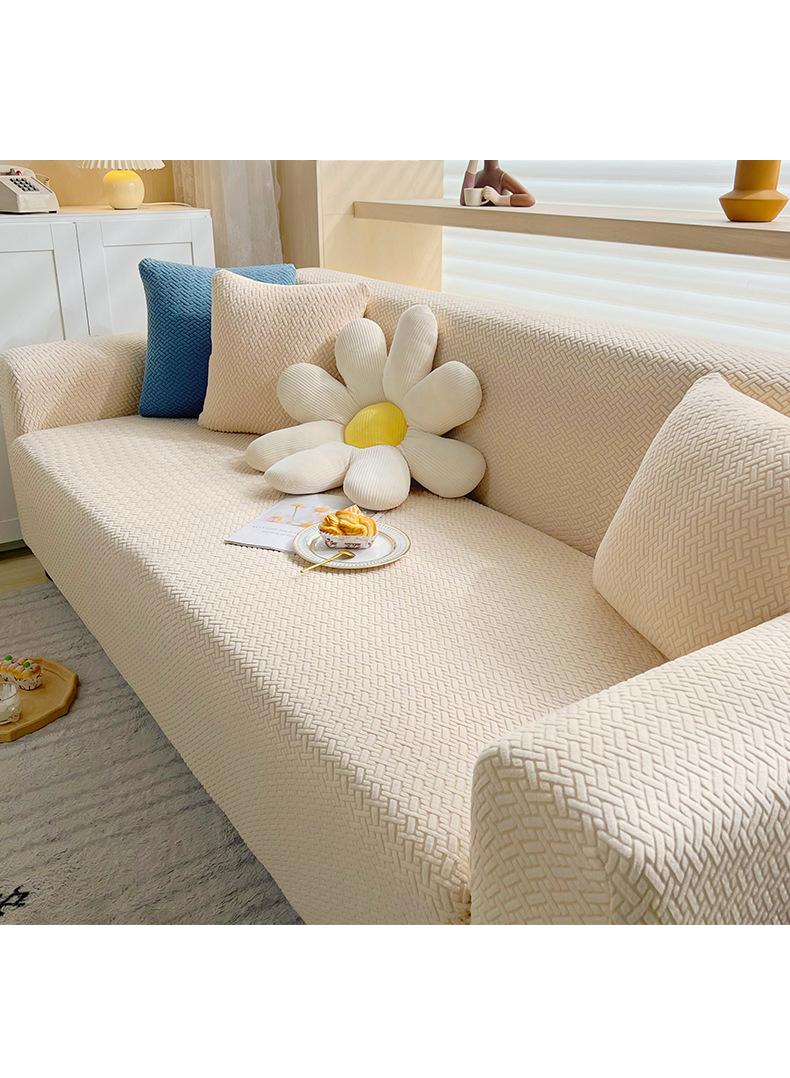 Y&D Stretch Chair Sofa Slipcover Non Slip Soft Couch Sofa Cover, Washable Furniture Protector with Non Slip Foam and Elastic Bottom for Kids, Pets Single seat-oneBeige - Image 3