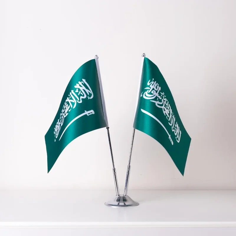 زد سي بايراك Zc Flag Saudi Arabia 2 Piece Table Flag Satin Fabric Digital Printing 15x22,5 cm