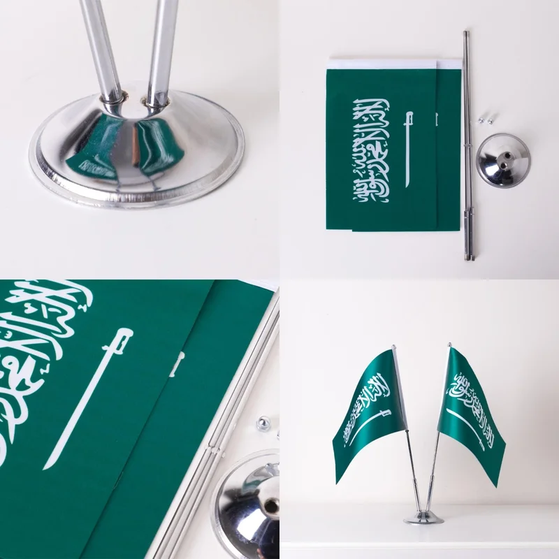 زد سي بايراك Zc Flag Saudi Arabia 2 Piece Table Flag Satin Fabric Digital Printing 15x22,5 cm