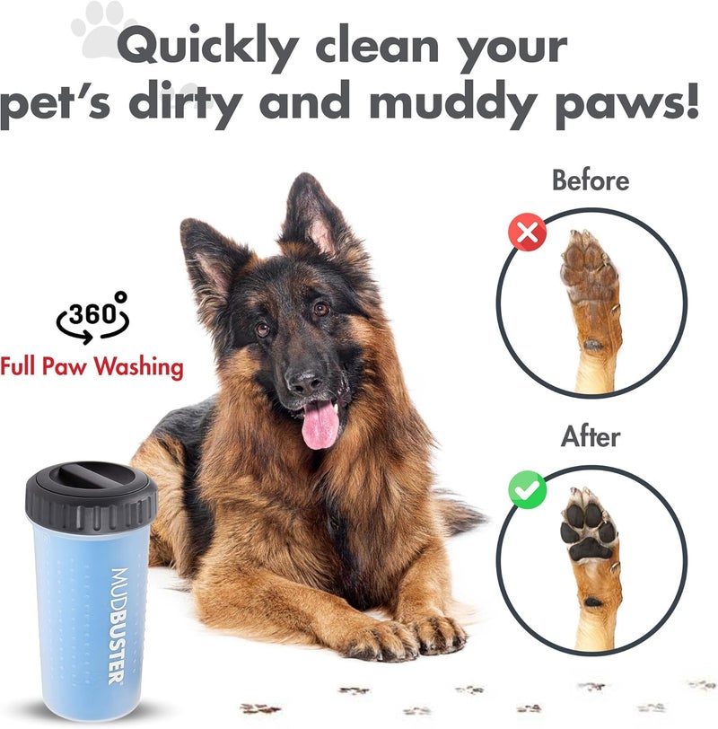 Dexas Lidded MudBuster Portable Dog Paw Cleaner, Pro Blue, Large with Lid - Image 4