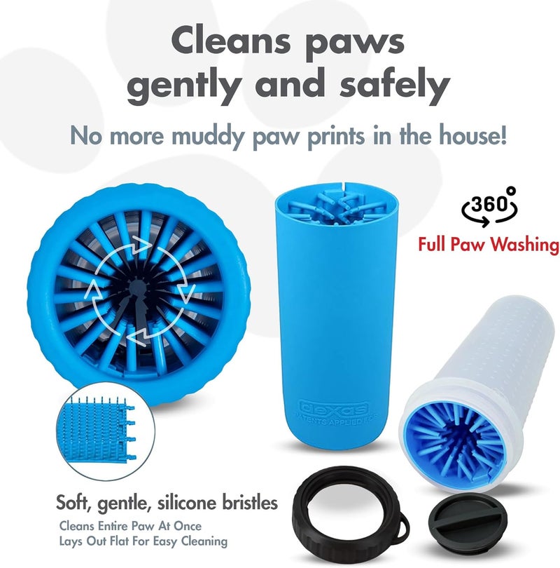 Dexas Lidded MudBuster Portable Dog Paw Cleaner, Pro Blue, Large with Lid - Image 2