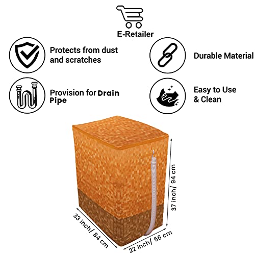 E-Retailer® Waterproof PVC Semi Automatic Washing Machine Cover With Zip Enclosure Suitable For 5kg to 8kg (Color-Orange, Size-33x22x37 Inches) - Image 3
