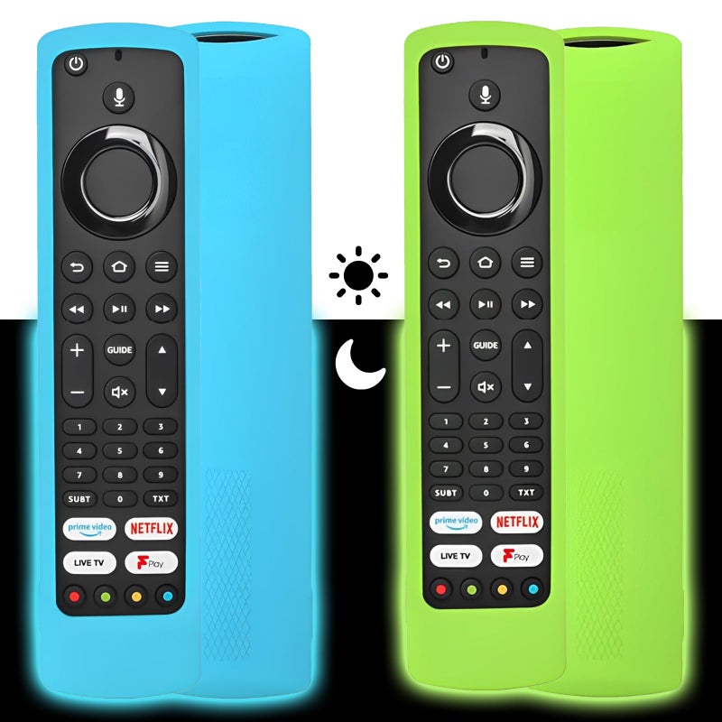 Hocklliy Silicone Remote Cover 2-pack - Protective Case for JVC RM-C3253 Remote/Alexa/Xiaomi Fire TV Voice Remote Control (Blue, Green) - Image 1