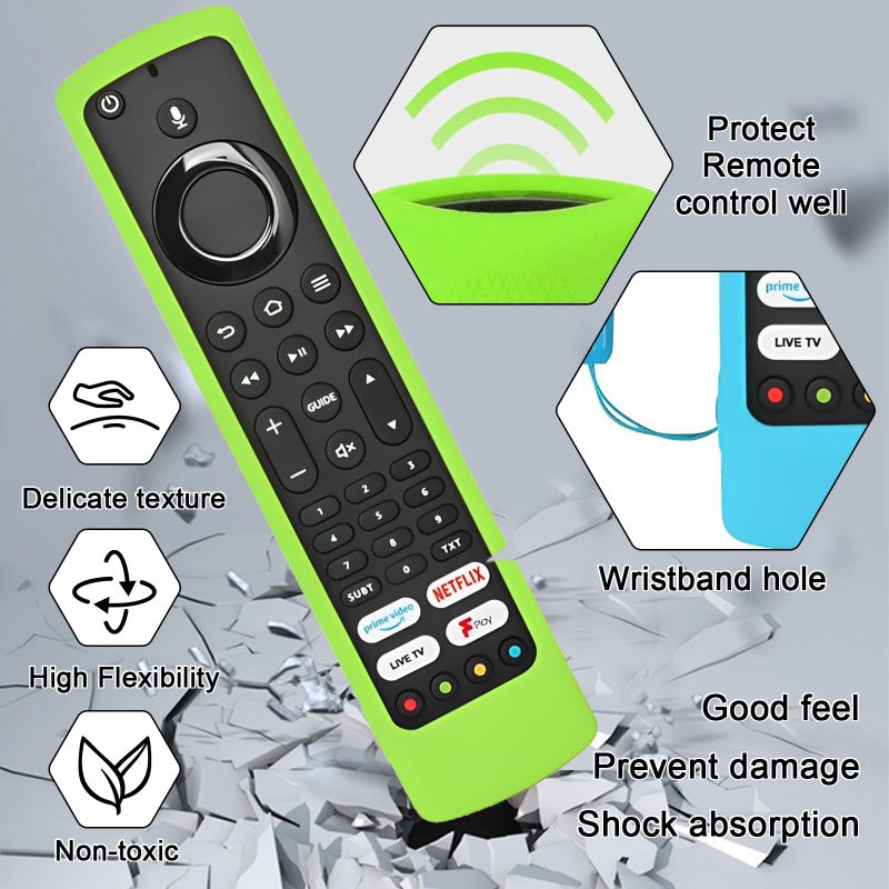 Hocklliy Silicone Remote Cover 2-pack - Protective Case for JVC RM-C3253 Remote/Alexa/Xiaomi Fire TV Voice Remote Control (Blue, Green) - Image 3