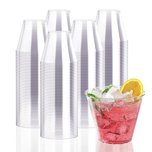 JollyPack 300 Pack Clear Plastic Cups 9 OZ Disposable Heavy-duty Drinking Cups for Christmas, Wedding, Home and Events - Image 1