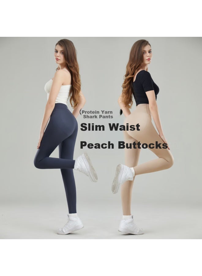 Yangxin High Waist Shark Skin Leggings For Women, Tummy Control, Hip Lift, Yoga Fitness Slim Fit Thin Pants - Image 1