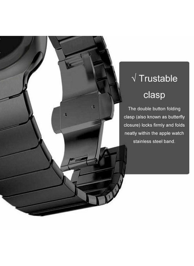 SHOPI - Stainless steel Metal band for apple watch replacement Link Bracelet strap 42MM/44MM/49MM ROSEGOLD - Image 1