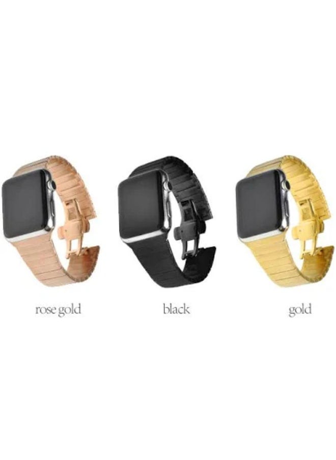 SHOPI - Stainless steel Metal band for apple watch replacement Link Bracelet strap 42MM/44MM/49MM ROSEGOLD - Image 1