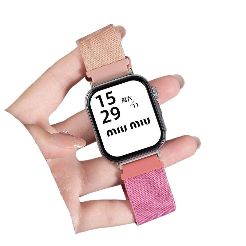 Pink Nylon Loop Strap Smartwatch Band Compatible with Samsung Galaxy Watch 7 Classic with Adjustable Fit Replacement Strap for Daily Wear - NUR - Image 1