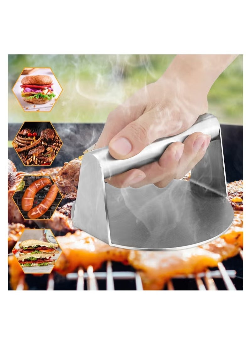 XiuWoo Stainless Steel Burger Press Professional Griddle Accessories Kit for Flat Top Grill Hamburger Patty Maker and Squeeze Grease  - Image 4