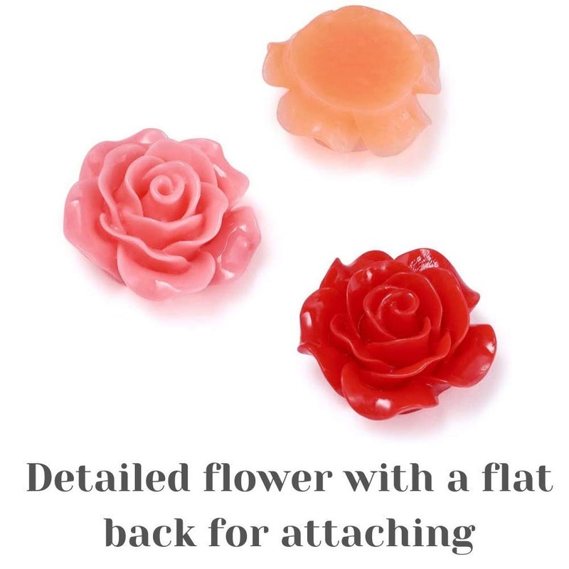 VictorieLei 100 pieces Rose Embellishments for Nail Art Charm or jewelry making, 3D with Flat Back Resin Beads Manicure Multicolor Flowers - Image 3