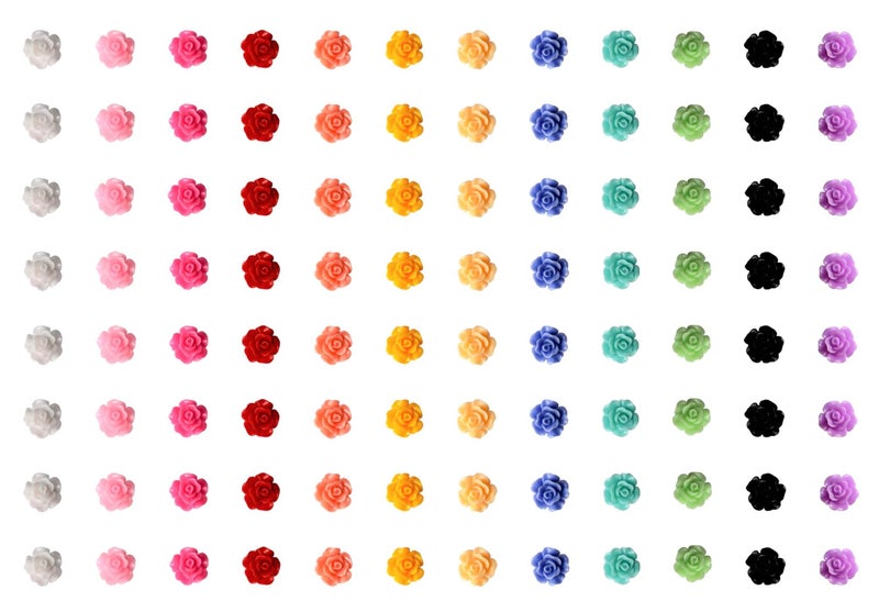 VictorieLei 100 pieces Rose Embellishments for Nail Art Charm or jewelry making, 3D with Flat Back Resin Beads Manicure Multicolor Flowers - Image 4