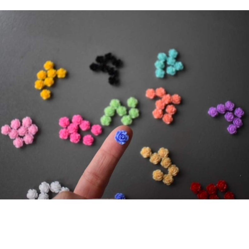 VictorieLei 100 pieces Rose Embellishments for Nail Art Charm or jewelry making, 3D with Flat Back Resin Beads Manicure Multicolor Flowers - Image 2