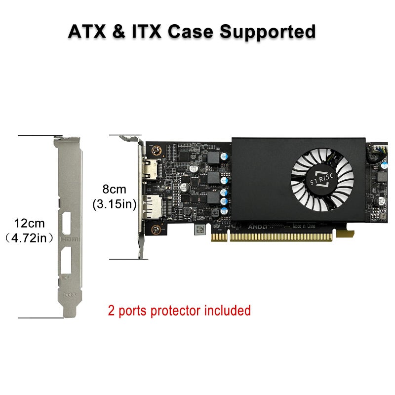 51RISC Radeon RX 550 LP Graphics Card, Low Profile 4GB GDDR5 Small Form Factor Video Card for Gaming 4K Display Desktop/Mini PC SFF Video Card (RX 550 4GB Low Profile) - Image 2