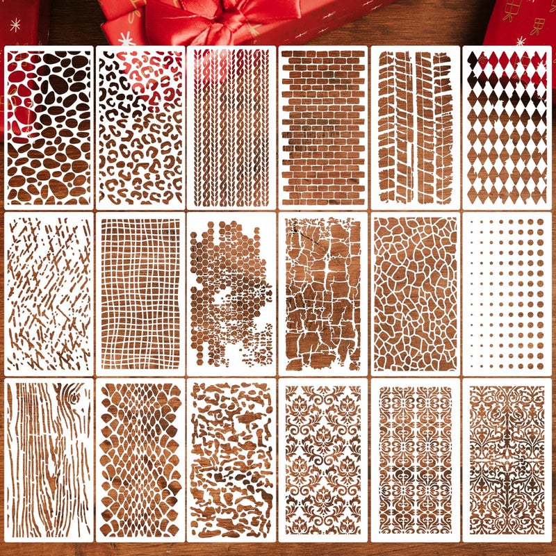 zosylley Stencils for Crafts Reusable Texture Stencils for Painting Background Stencil Drawing Templates for Wood Canvas Furniture Scrapbooking - Image 1