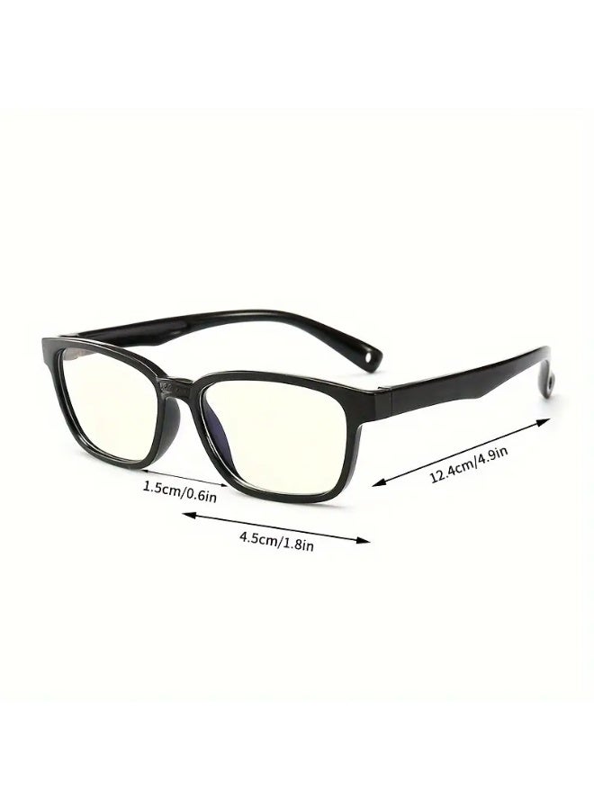 SCENT HOUSE 1pair Trendy Boys And Girls 3-12 Years Old Square Frame Glasses (Includes eyeglass case)
,blue lighe blocking glasses,eyeglasses - Image 2