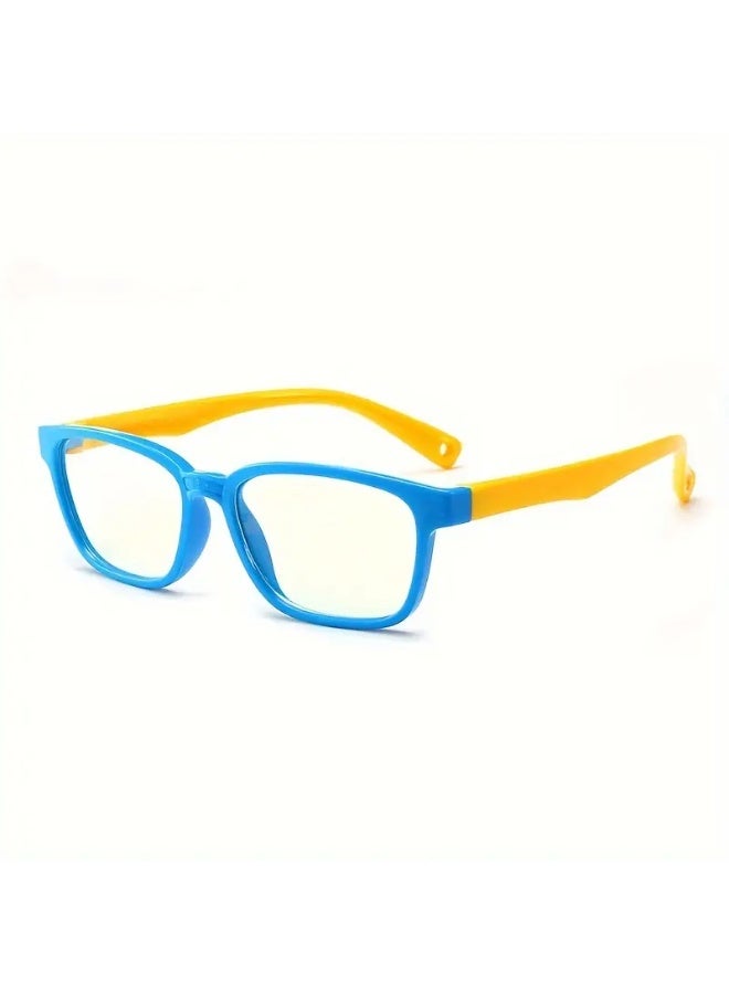 SCENT HOUSE 1pair Trendy Boys And Girls 3-12 Years Old Square Frame Glasses (Includes eyeglass case)
,blue lighe blocking glasses,eyeglasses - Image 1