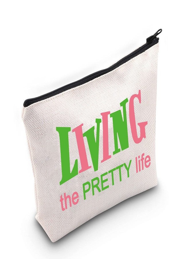 BLUPARK Sorority Bags Pink and Green Sorority Graduation Gift Living the PRETTY life Makeup Bags Gift for Women Girls (Living the PRETTY life) - Image 3