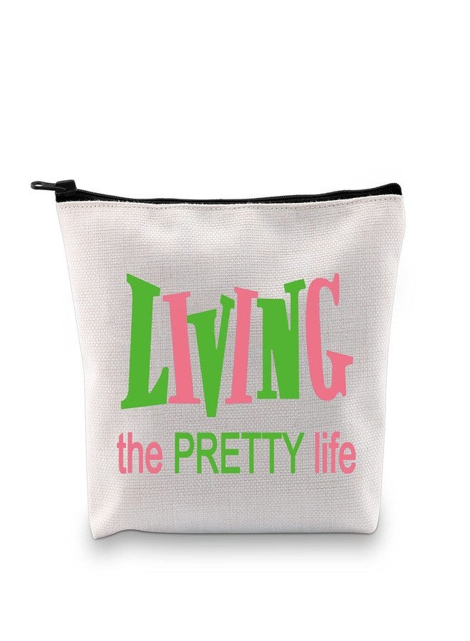 BLUPARK Sorority Bags Pink and Green Sorority Graduation Gift Living the PRETTY life Makeup Bags Gift for Women Girls (Living the PRETTY life) - Image 1