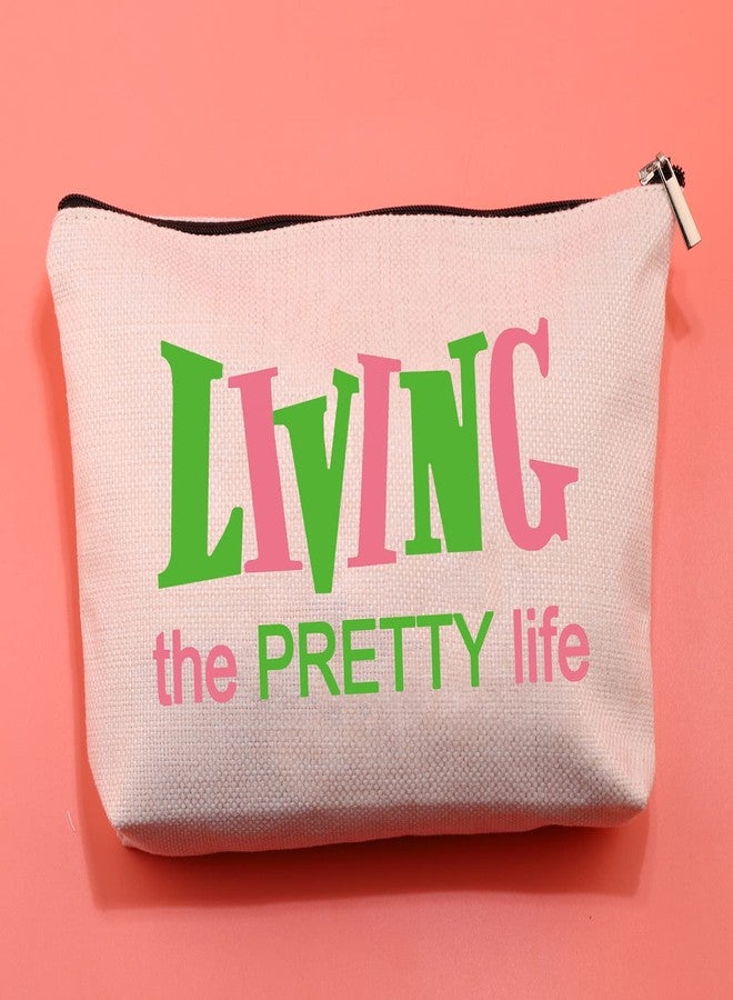 BLUPARK Sorority Bags Pink and Green Sorority Graduation Gift Living the PRETTY life Makeup Bags Gift for Women Girls (Living the PRETTY life) - Image 5