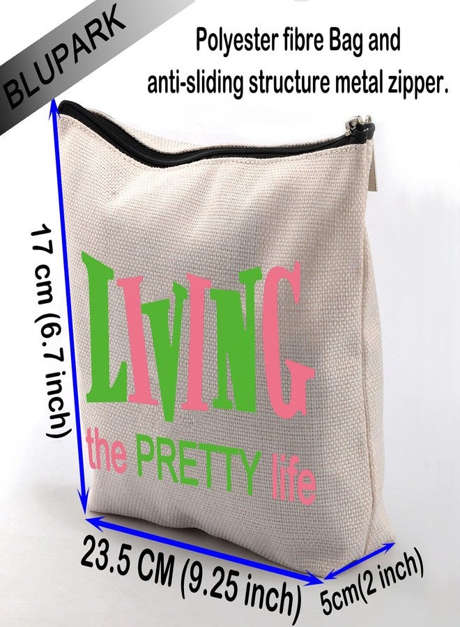 BLUPARK Sorority Bags Pink and Green Sorority Graduation Gift Living the PRETTY life Makeup Bags Gift for Women Girls (Living the PRETTY life) - Image 2