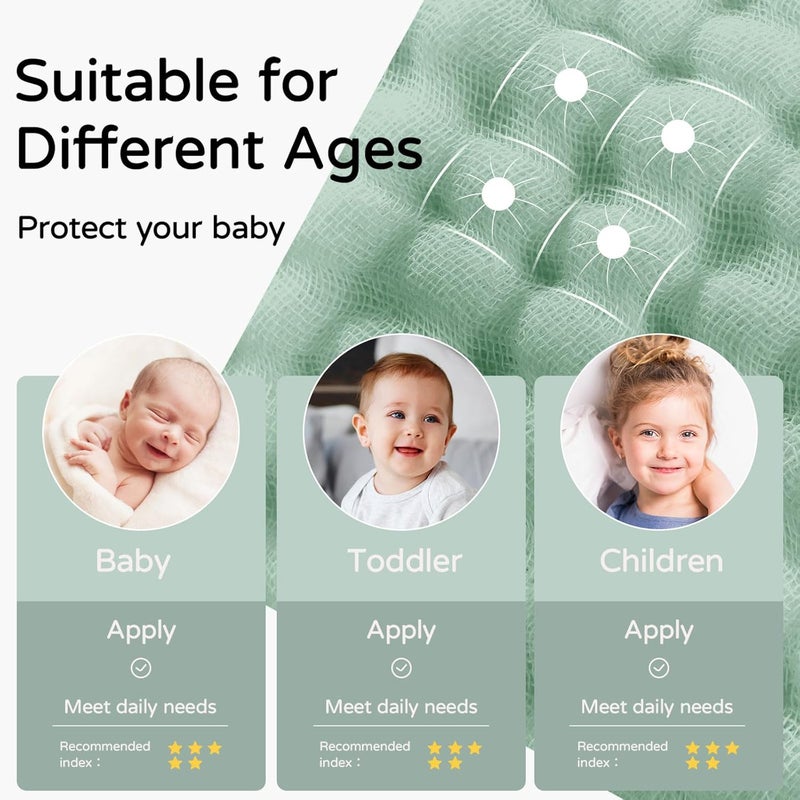 YOOFOSS Hooded Baby Towels for Newborn 2 Pack 100% Muslin Organic Cotton Baby Bath Towel with Hood for Babies, Infant, Toddler and Kids, 32x32Inch, Soft and Absorbent Newborn Essential, Gradient Green - Image 5