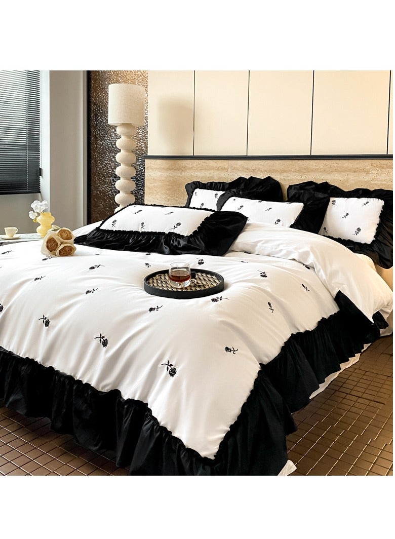 Fitted Sheet Style — French High-End 60 Thread Pure Cotton Embroidered Bedding Four Piece Set - Image 1