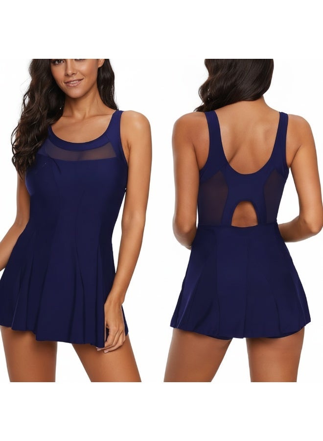 Showday Womens One Piece Swimdress Tankini Swimwear Women's Tankini Bathing Suits Two-Piece Tummy Control Swim Dress High Waist Padded Swimsuits with Boyshorts - Image 1