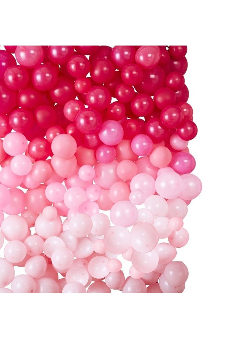 Ginger Ray Balloon Wall Kit Pink Ombre Latex DIY 210-Pack 2x2m - Image 1